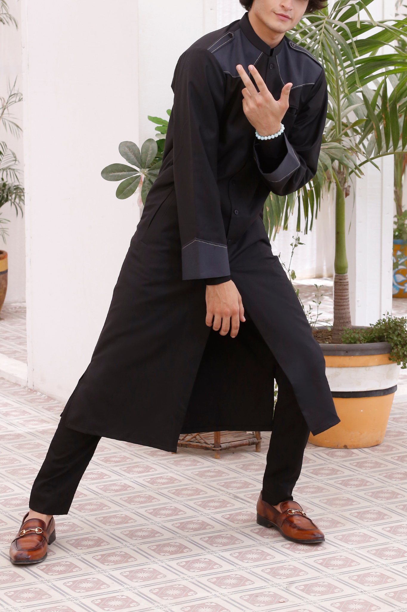 Classic Black Cotton Jumani for Men