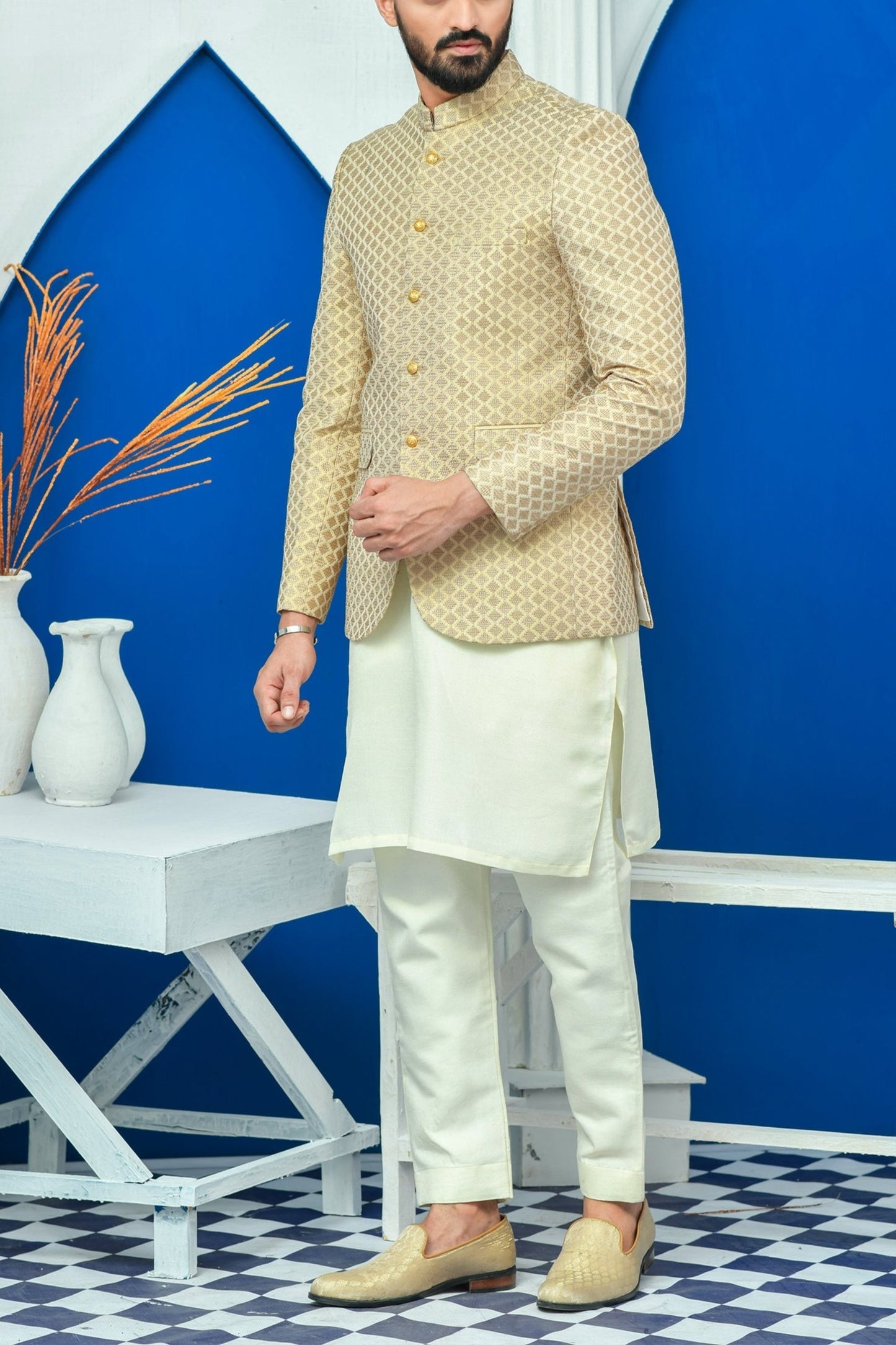 RSH 81 Beige Prince Coat For Man