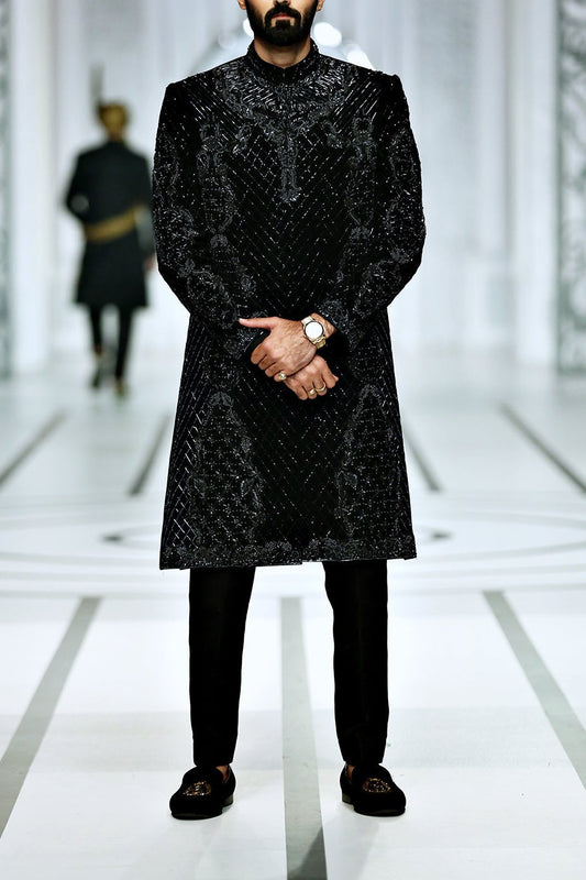 black sherwani for groom