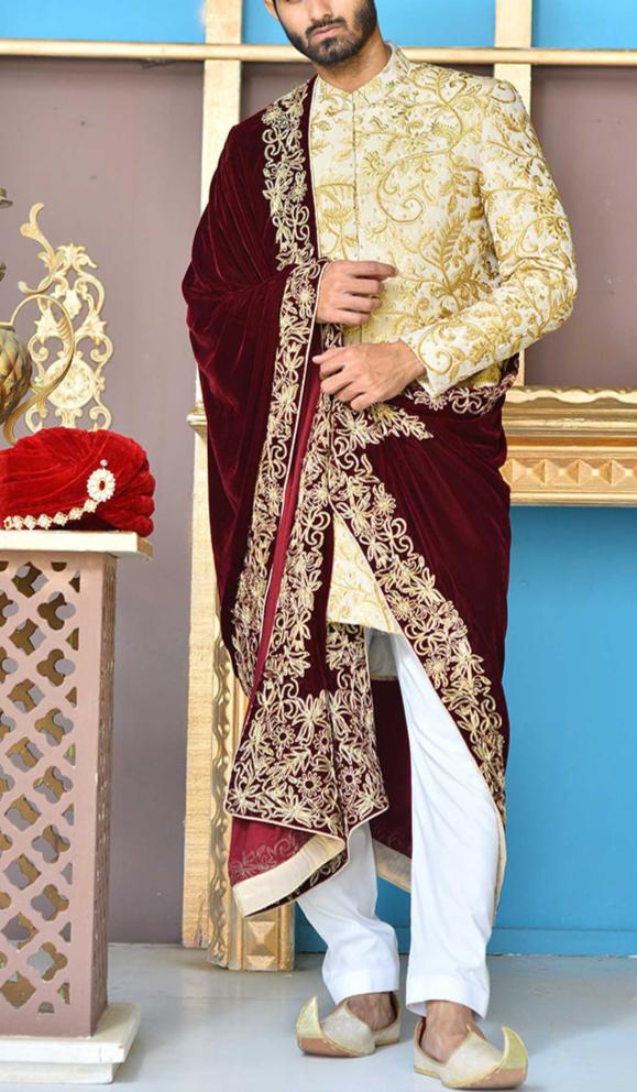 ER Sh-082 Gold Copper Sherwani FOr Groom