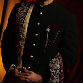 RSH SH-4 Black Sherwani For Men
