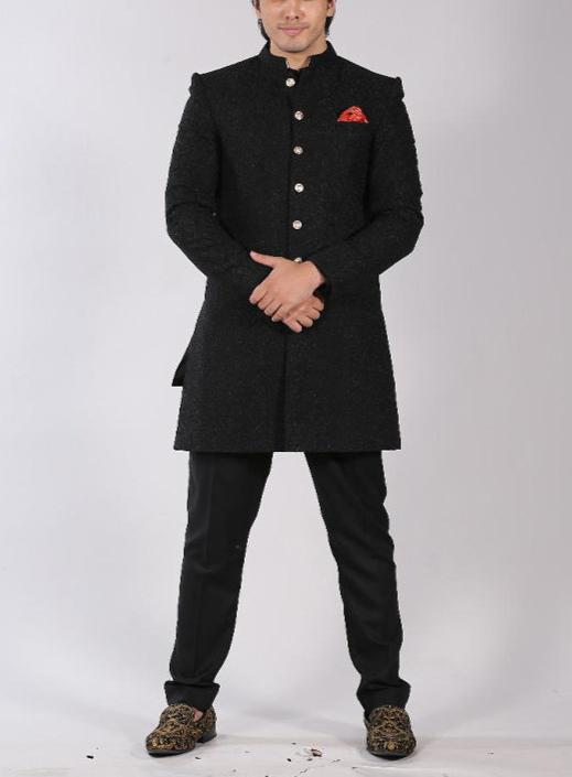RSH 46 Black Groom Sherwani For Groom