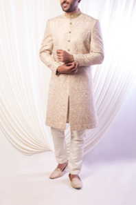 Perfect Gold With Gold Work Sherwani For Groom