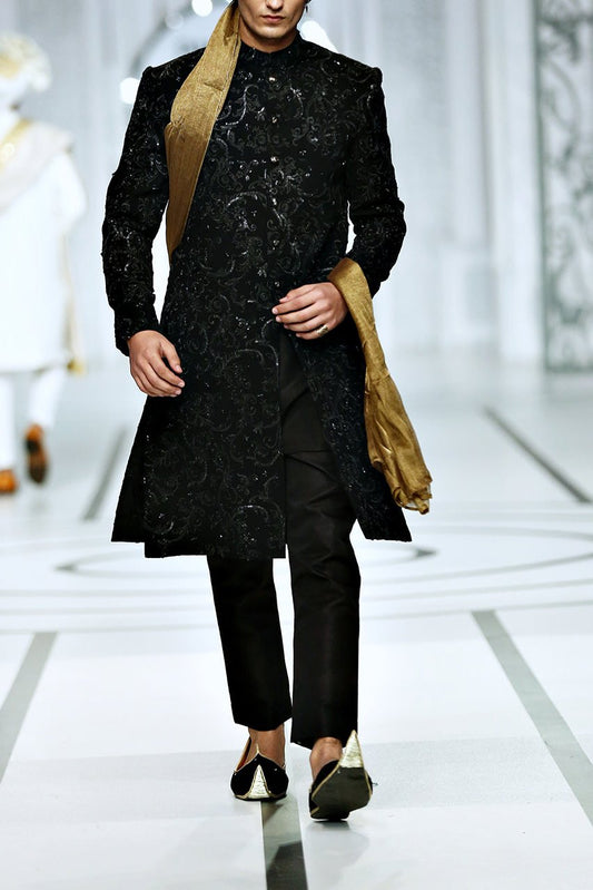 black groom sherwani