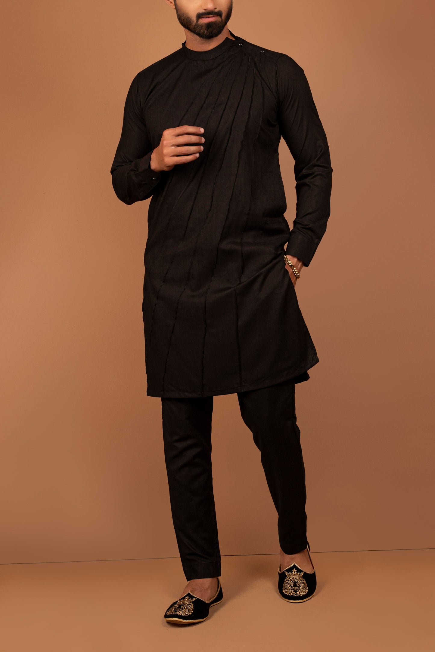 RSH Black Men's Kurta And Pajama