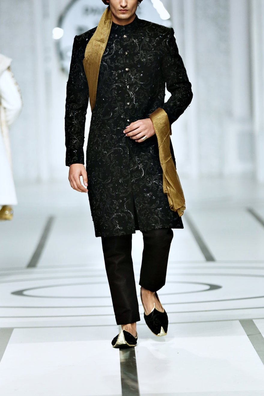black sherwani for groom