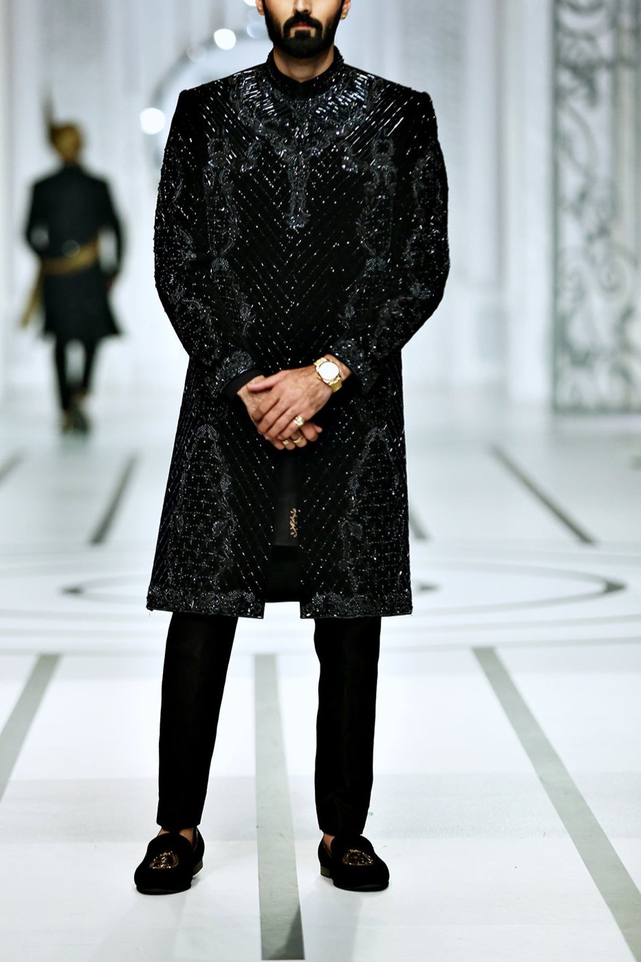 black sherwani groom