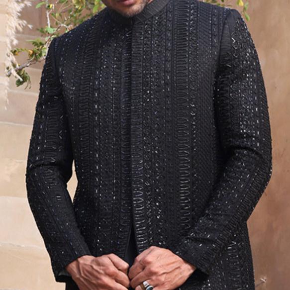 RSH SH-14 Black Sherwani For Groom