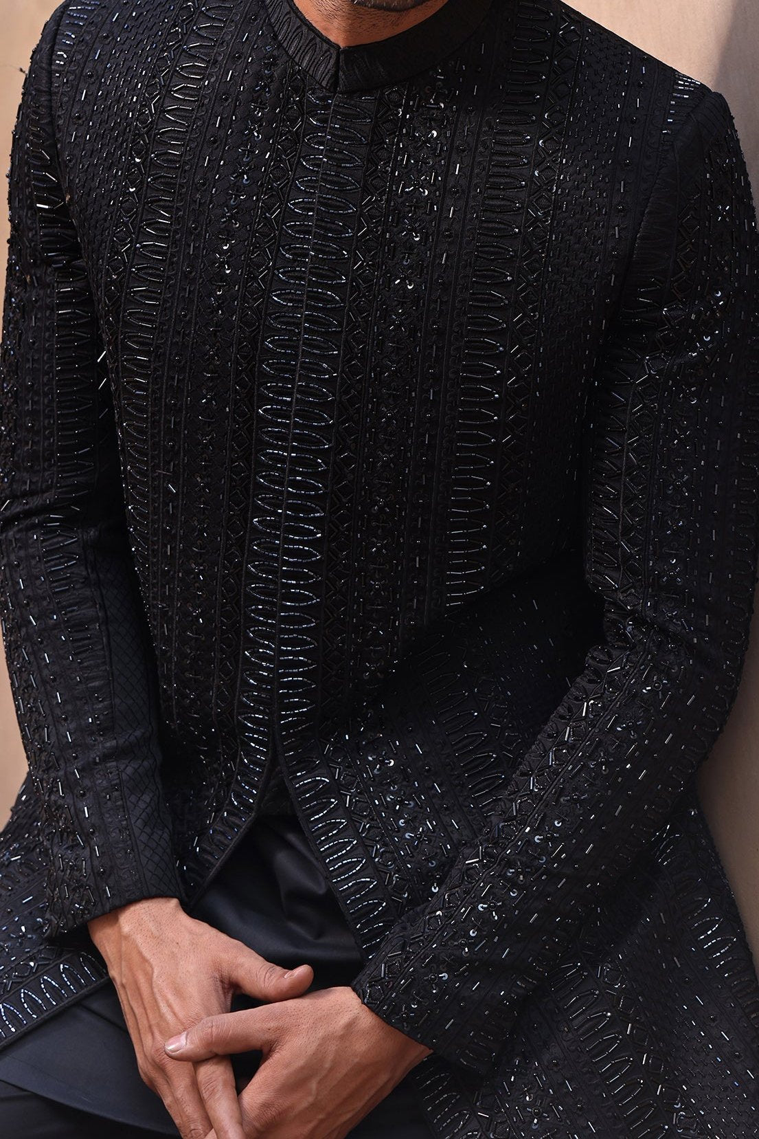 RSH SH-14 Black Sherwani For Groom