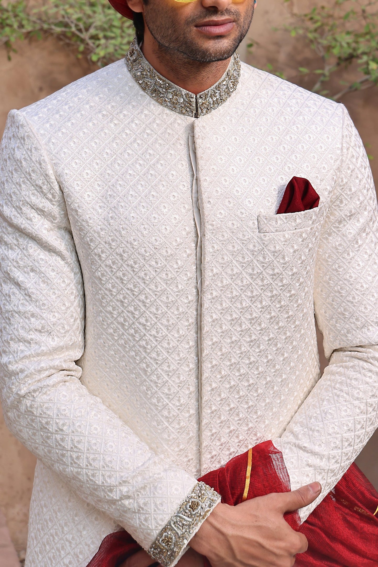 RSH SH-16 White Sherwani Of Groom