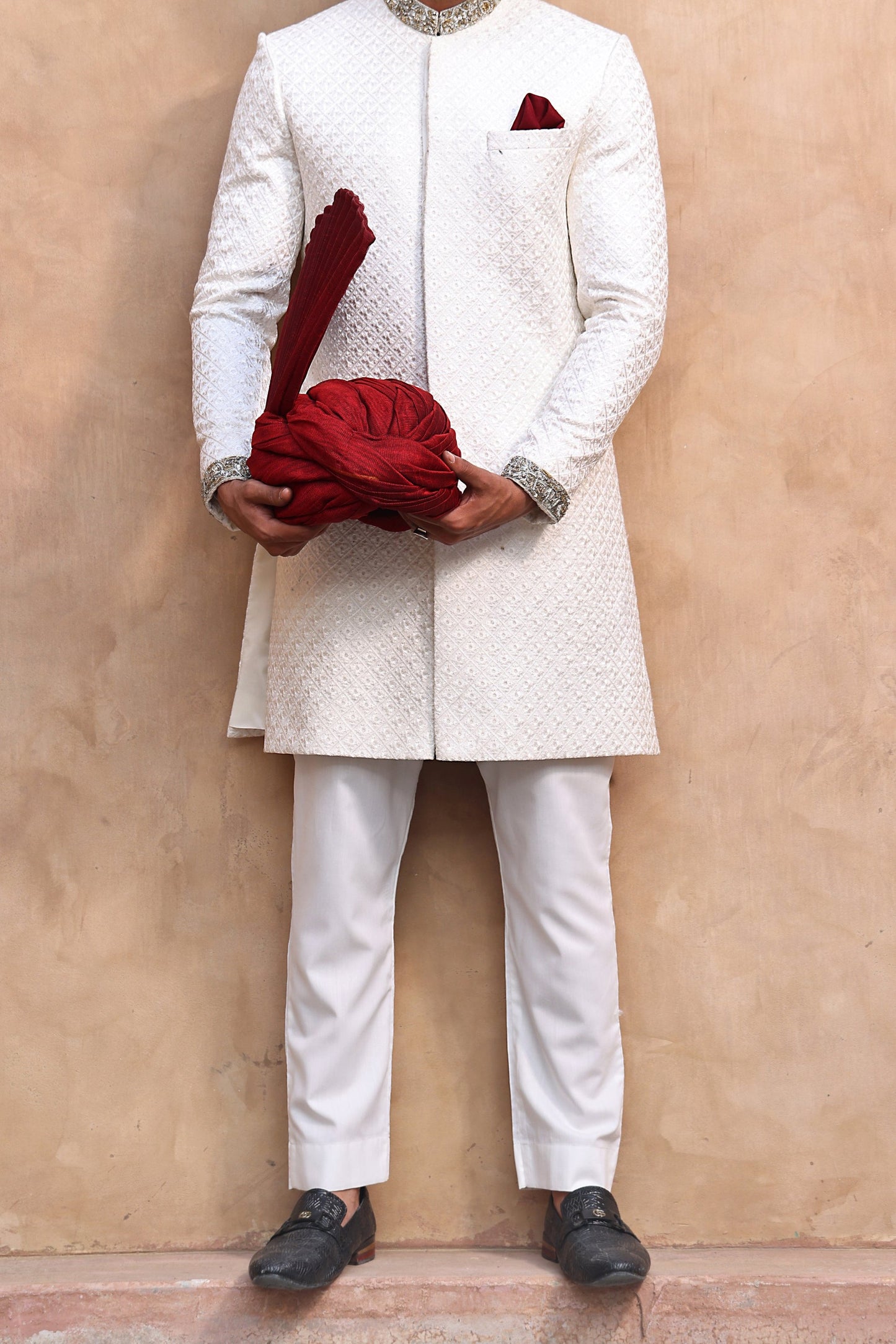RSH SH-16 White Sherwani Of Groom