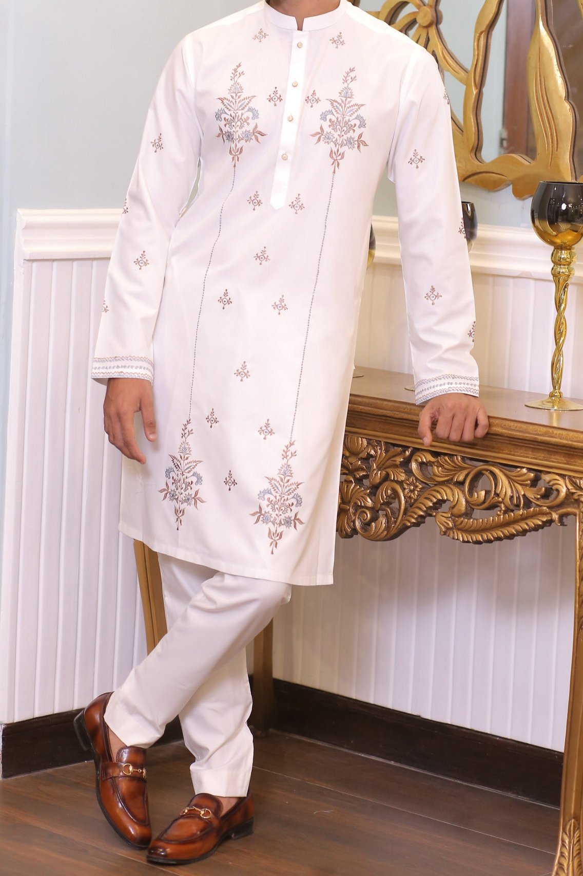 Men's White Kurta Pyjama