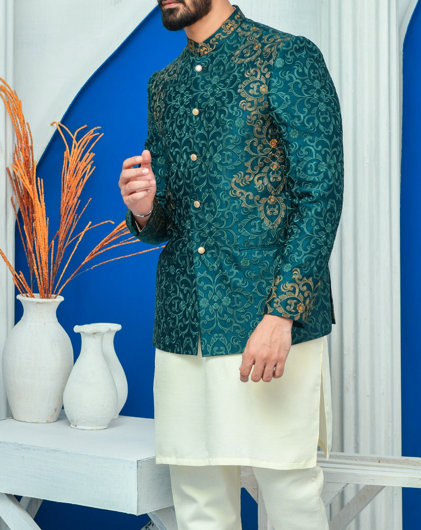 RSH 05 Green Prince Jackets For Groom