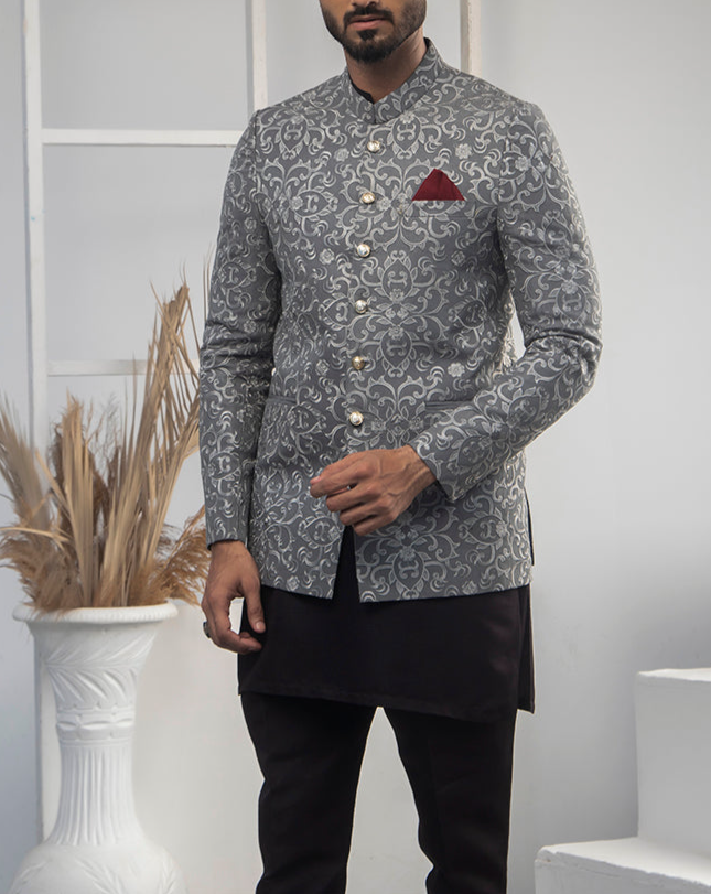 RSH 04 Silver Embroidered Prince Suit