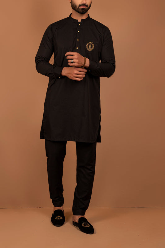 RSH Men's Black Kurta And Pajama