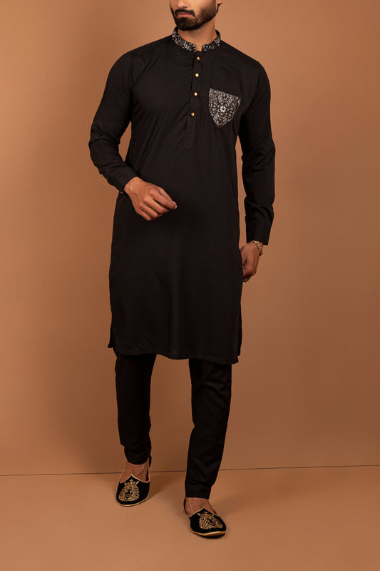 Black Kurta Pajama Men's Wear