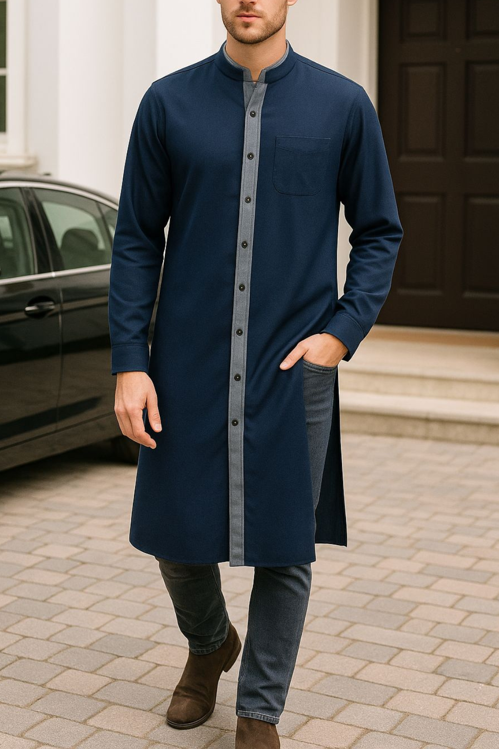 Simple Navy Blue Jubba Jumani