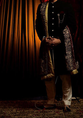 RSH SH-4 Black Sherwani For Men