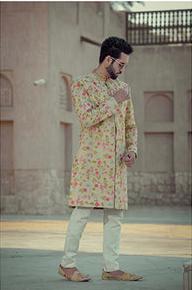 Groom Coloured Flower Sherwani