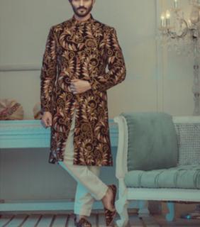 Inmitable Velvet Crafted Embroidery Sherwani For Men