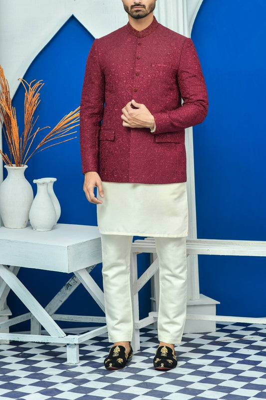 RSH 79 Maroon Prince Coat For Men