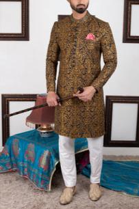 Groom Bluish Copper Royal Sherwani