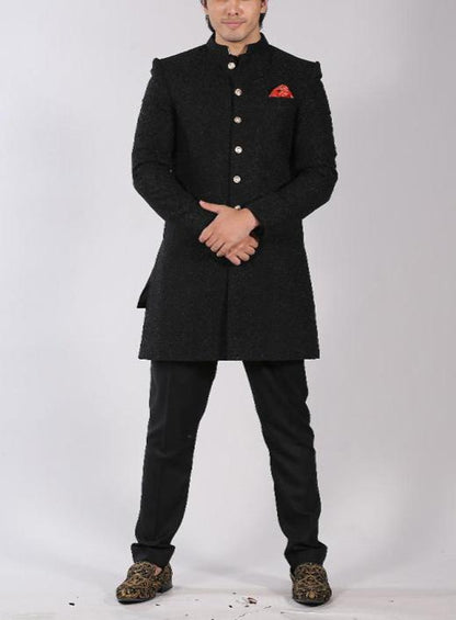 RSH 46 Black Groom Sherwani For Groom