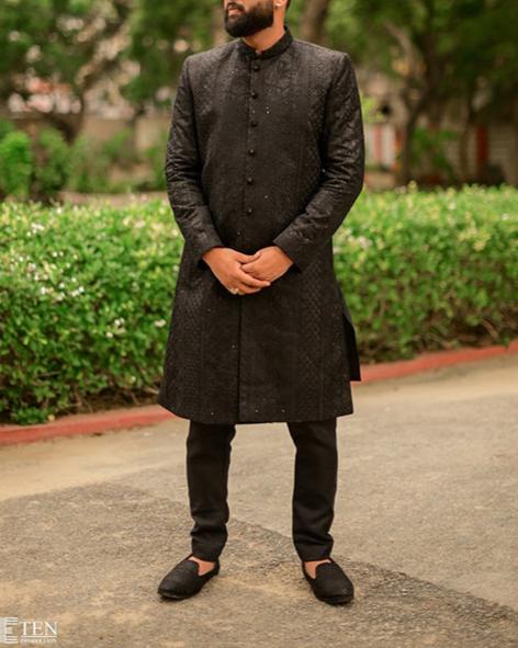 RSH 47 Black Wedding Sherwani