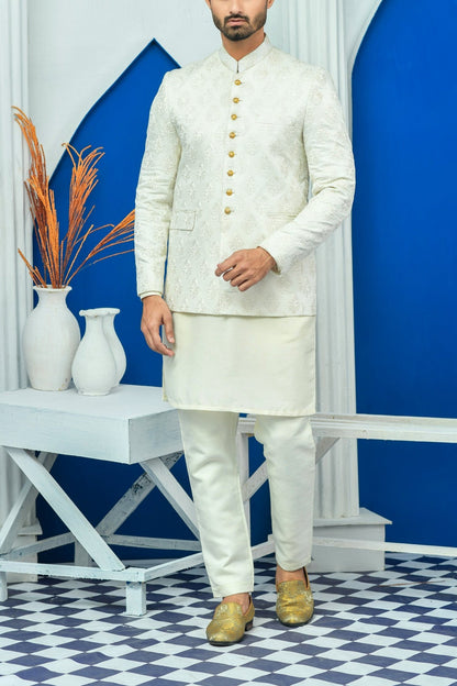 RSH 74 White Jamawar Prince Coat