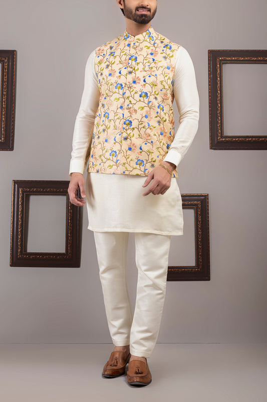 RSH Beige Embroided Waist Coat