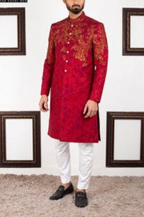 Royal Men Groom Red Sherwani
