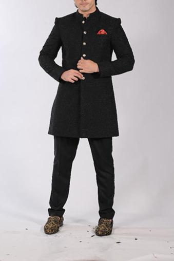 RSH 46 Black Groom Sherwani For Groom