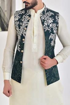 RSH Green Silver Waist Coat