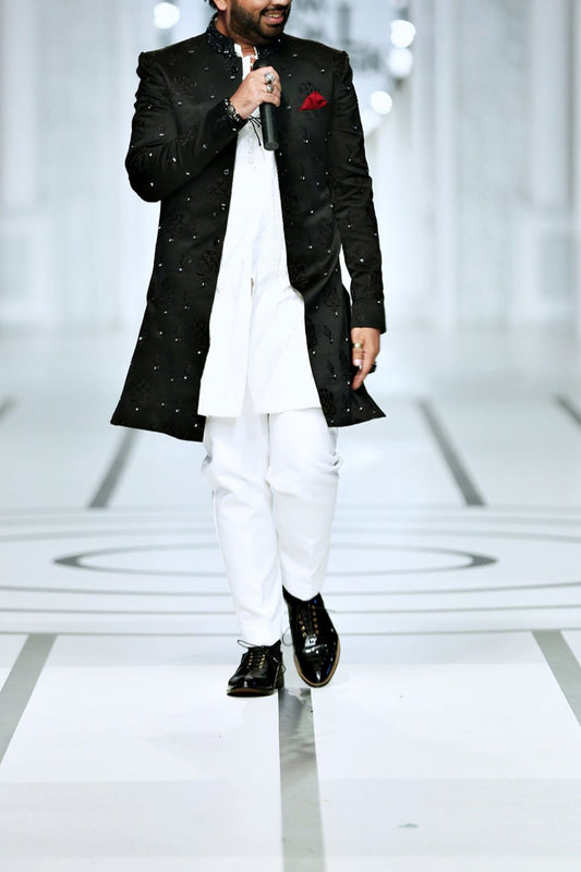 black sherwani groom