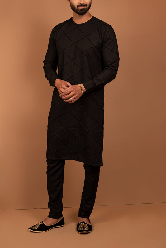 RSH Black Kurta And Pajama For Men