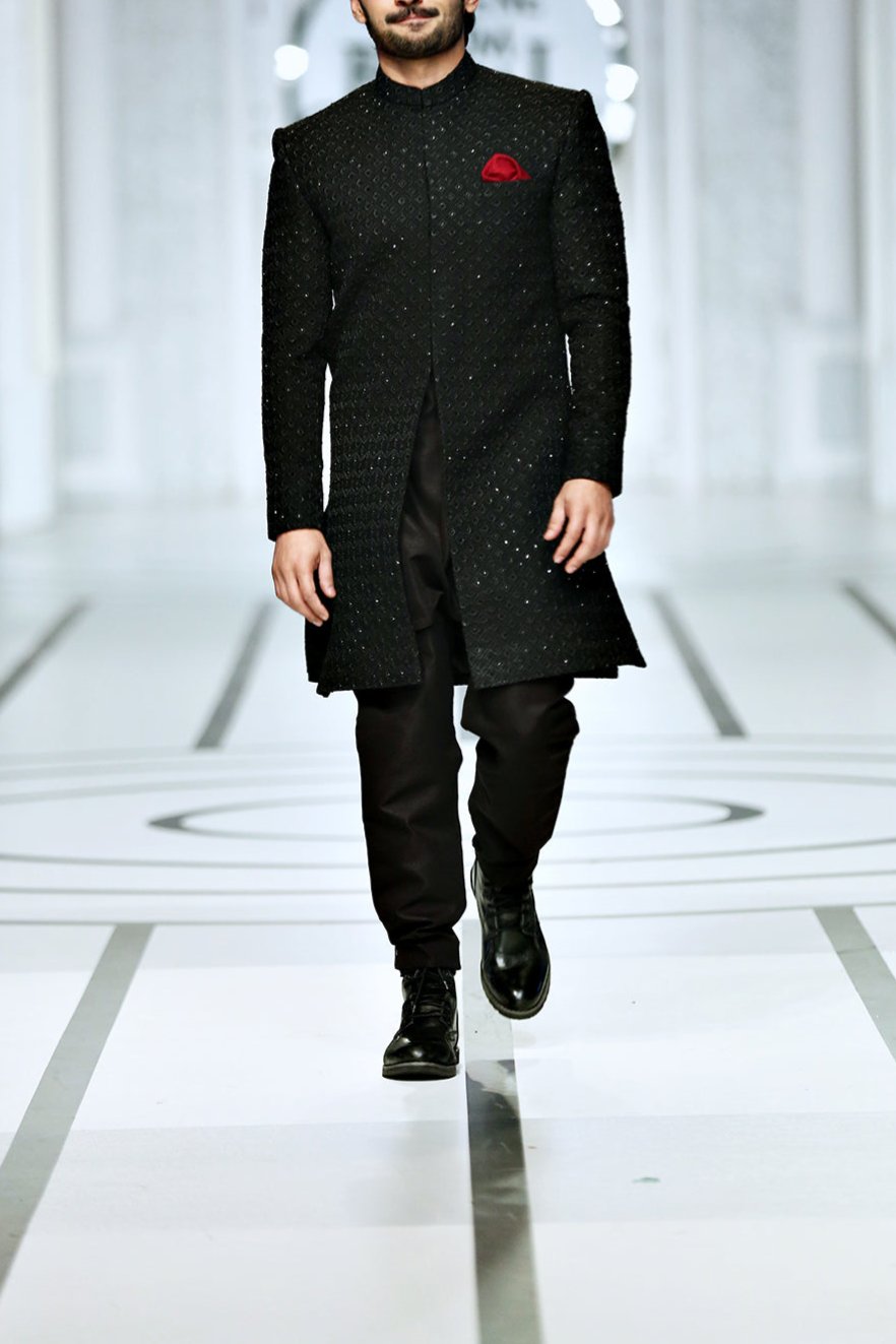 black groom sherwani