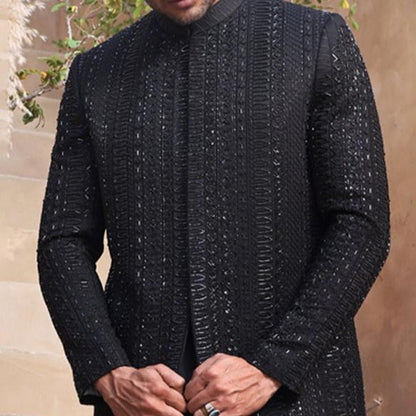 RSH SH-14 Black Sherwani For Groom
