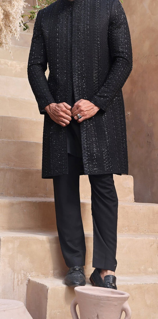 RSH SH-14 Black Sherwani For Groom