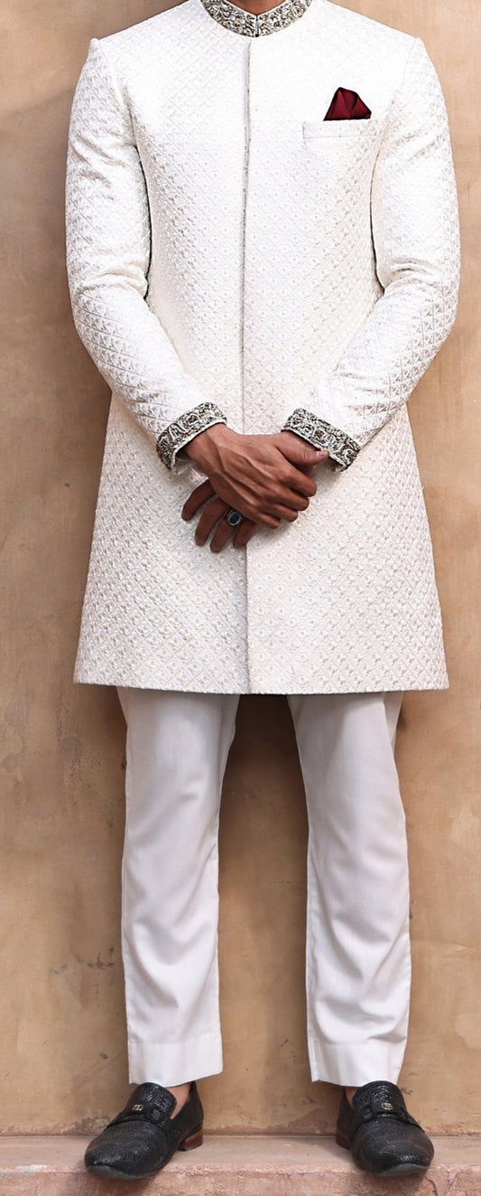 RSH SH-16 White Sherwani Of Groom