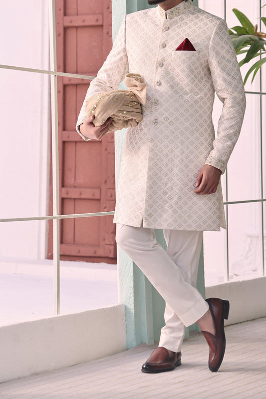 RSH SH-19 White Sherwani For Men