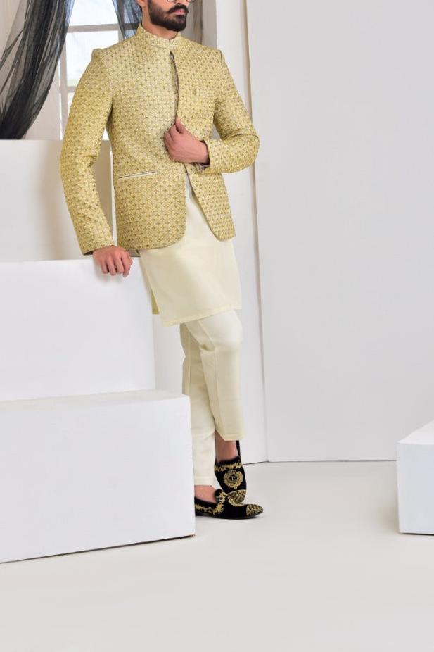 RSH 59 Golden Stone Work Prince Coat