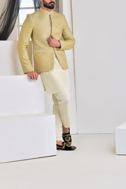 RSH 59 Golden Stone Work Prince Coat