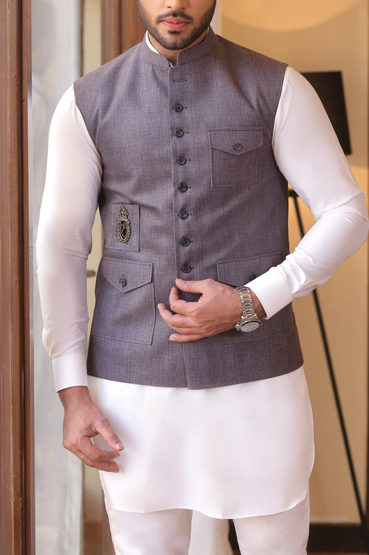 RSH Waist Coat For Men Grey