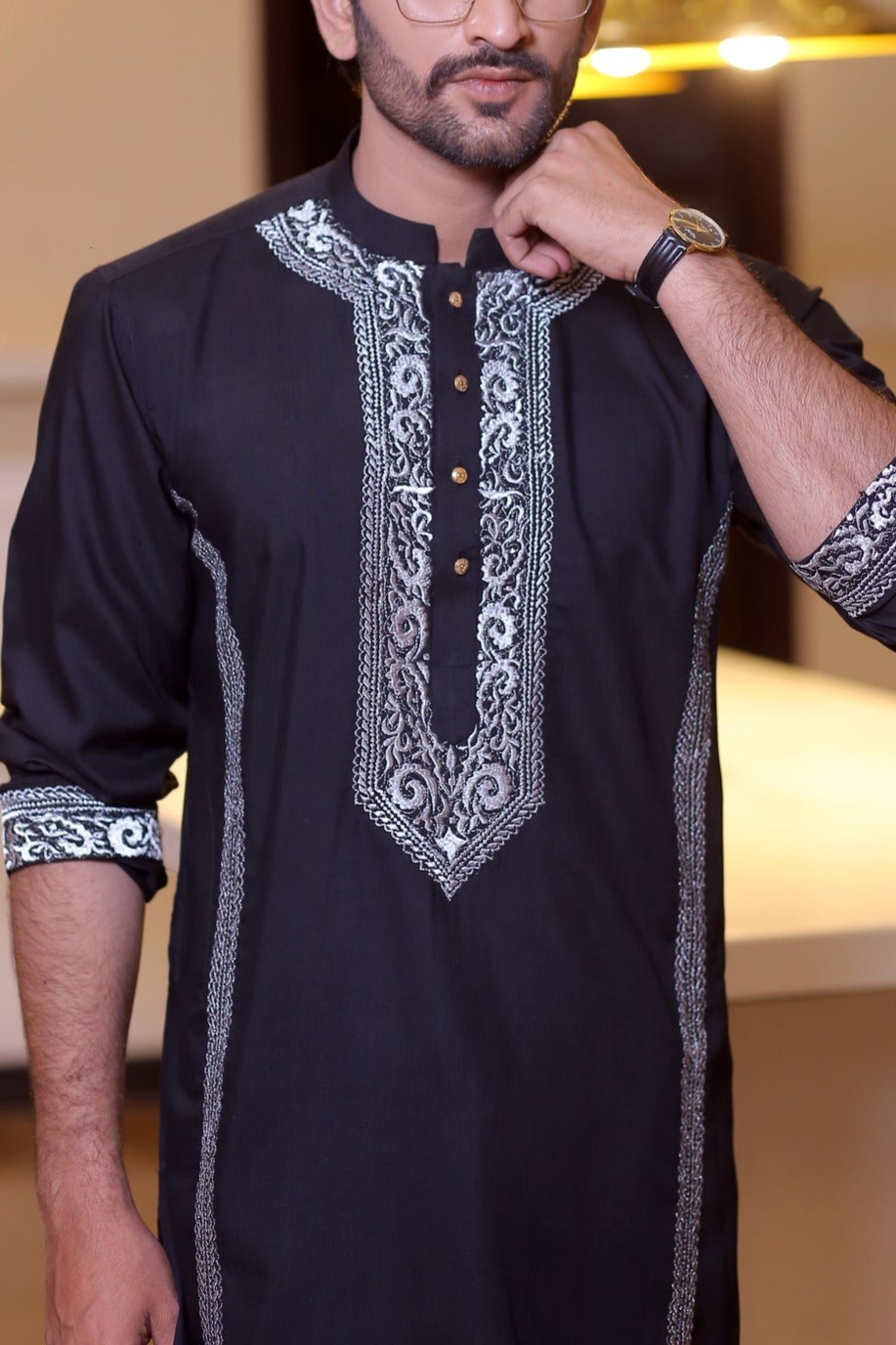 RSH Black Kurta Pyjama Design