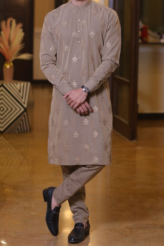 Beige Kurta Pajama For Men