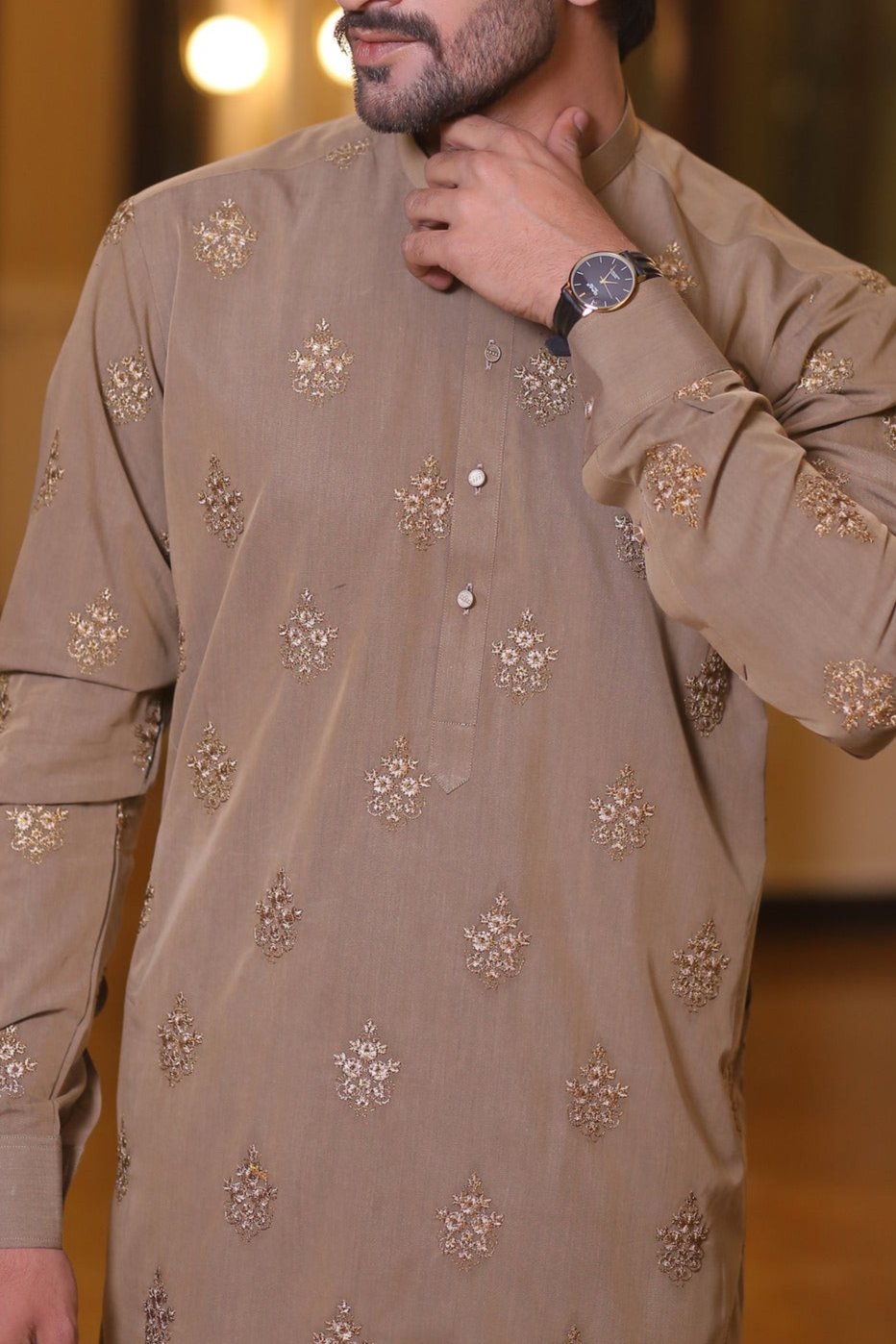 Beige Kurta Pajama For Men