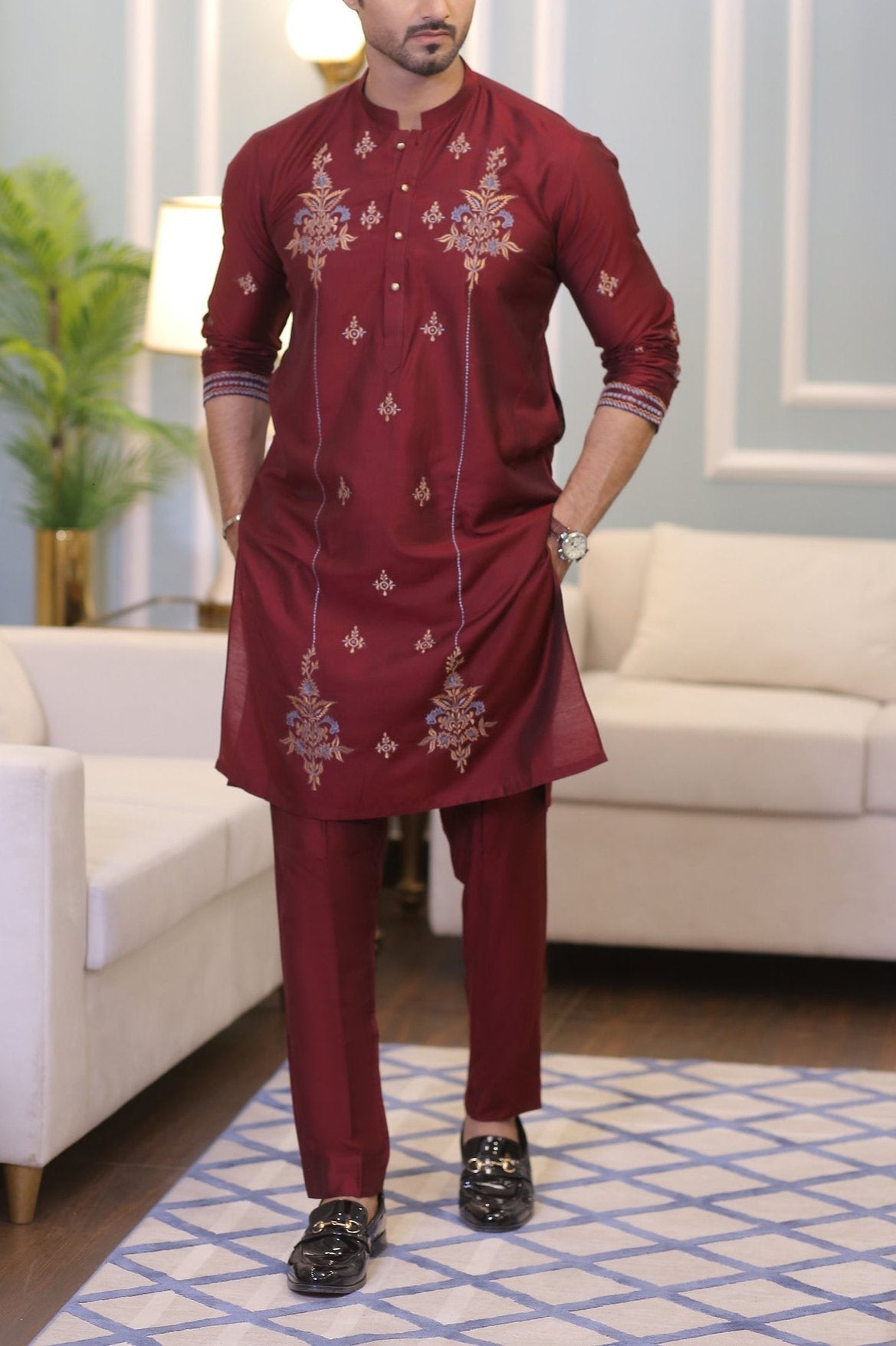 RSH Maroon Kurta Pajama Design New