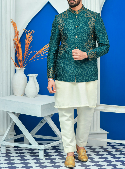 RSH 05 Green Prince Jackets For Groom