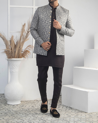 RSH 04 Silver Embroidered Prince Suit